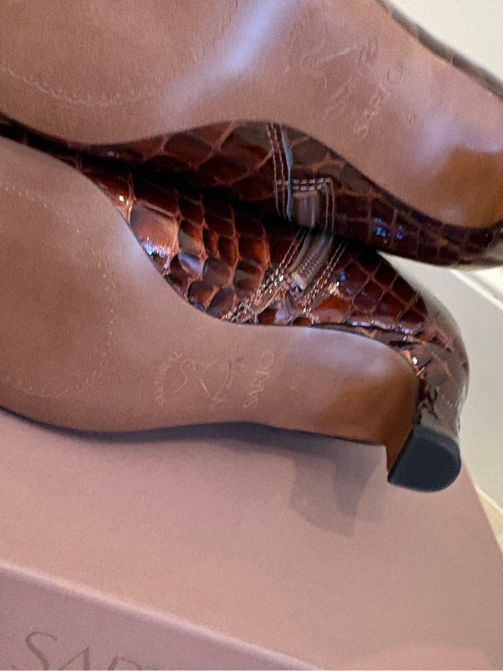 SARTO by Franco Sarto Andria Brown Croc Leather Knee High Boots Size 6M NIB - Picture 10 of 11